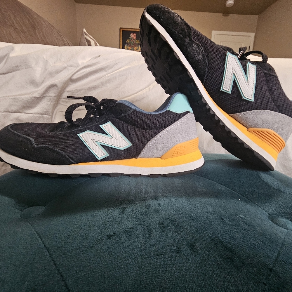 New Balance Black and Teal Sneakers with Yellow Accents